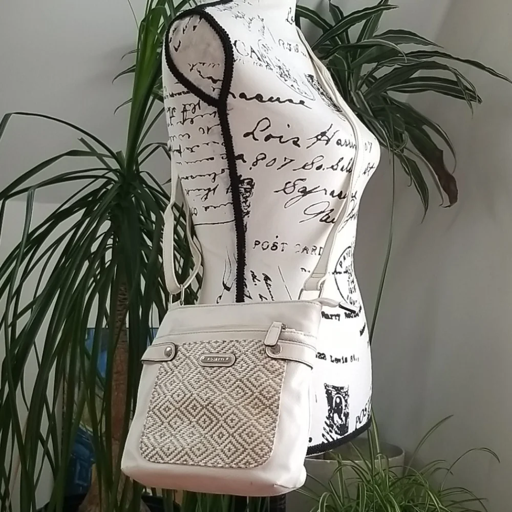 Rosetti white pebbled faux leather cross body bag